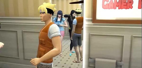  Familia Pervertida Cap 6 Naruto y su madre hinata e hermana hanabi queda atrapados en el baño terminan montandose un trio con su madre y hermana